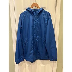 LL‎ Bean Jacket Mens XL Reg Blue Lightweight Hooded Windbreaker Full Zip 510331